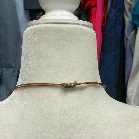 Bohemian Around the World .925 Leather Precious Stone Necklace - Picture 4 of 11